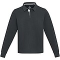 Clyde unisex organic rugby polo sweatshirt, solid black