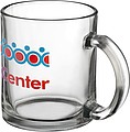 Coffee mug made of glass, transparent