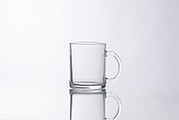 Coffee mug made of glass, transparent