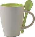 Coffee mug with spoon Light green