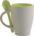 Coffee mug with spoon Light green
