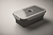 Collapsible silicone lunch box, black