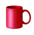Coloured ceramic mug in box