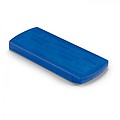 Container with plasters, transparent blue