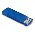 Container with plasters, transparent blue