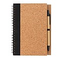 Cork spiral notebook with pen, black
