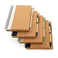 Cork spiral notebook with pen, black