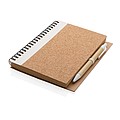 Cork spiral notebook with pen, white