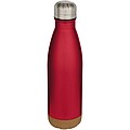 Cove 500 ml double wall vacuum insulated stainless steel water bottle with cork details, red