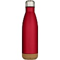 Cove 500 ml double wall vacuum insulated stainless steel water bottle with cork details, red