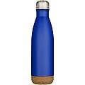 Cove 500 ml double wall vacuum insulated stainless steel water bottle with cork details, royal blue