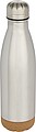 Cove 500 ml double wall vacuum insulated stainless steel water bottle with cork details, silver