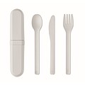 Cutlery set and case in PLA, white