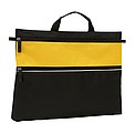 Document bag with a zip on the front pocket and 1 main pocket,colour black, yellow