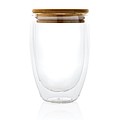 Double wall borosilicate glass with bamboo lid 350ml, transp