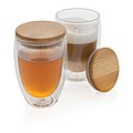 Double wall borosilicate glass with bamboo lid 350ml, transp