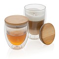 Double wall borosilicate glass with bamboo lid 350ml, transp