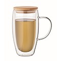 Double wall glass mug 450ml, transparent