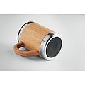 Double wall Stainless Steel tumbler with bamboo case and moveable drink hole. Capacity 300 ml.