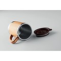 Double wall Stainless Steel tumbler with bamboo case and moveable drink hole. Capacity 300 ml.