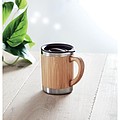 Double wall Stainless Steel tumbler with bamboo case and moveable drink hole. Capacity 300 ml.