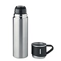 Double wall stainless steel vacuum insulated flask with leak-free cup lid