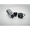 Double wall stainless steel vacuum insulated flask with leak-free cup lid