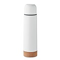 Double wall vacuum insulated flask in recycled stainless steel with cork detail base