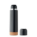 Double wall vacuum insulated flask in recycled stainless steel with cork detail base