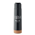 Double wall vacuum insulated flask in recycled stainless steel with cork detail base