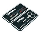 Elegant manicure set, consists of 6 pieces, packed in a rectangular pouch,colour black