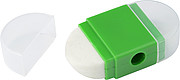 Eraser with pencil sharpener.