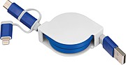 Extendable charging cable with 3 plugs