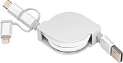 Extendable charging cable with 3 plugs
