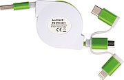 Extendable charging cable with 3 plugs