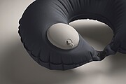 Fast inflatable travel pillow, blue