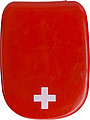 First aid kit in a plastic caseRed