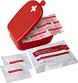 First aid kit in a plastic caseRed