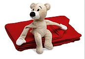 Fleece Blanket with bear, red