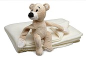 Fleece Blanket with bear, white