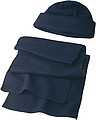 Fleece cap and scarf.Blue