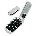 Foldable hairbrush with mirror, white