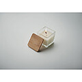 Fragranced plant based wax candle in squared glass holder with a bamboo lid