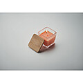 Fragranced plant based wax candle in squared glass holder with a bamboo lid