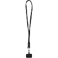 Franz recycled plastic smartphone lanyard with built-in data sync and 65W fast charge 5-in-1 cable, solid black