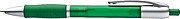 Frosted plastic ball pen with grooved rubber grip zone, green
