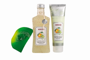 Fruit collection gift box with the scent of tangerine and green tea - shower gel, body lotion and crystal soap