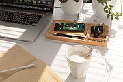 FSC® Bamboo desk organiser 10W wireless charger