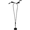 Funi recycled plastic smartphone lanyard with built-in data sync and 100W fast charge 5-in-1 cable, solid black
