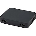 Gaia 4-port USB hub with USB-A and Type-C output and dual input - made from recycled plastic, solid black